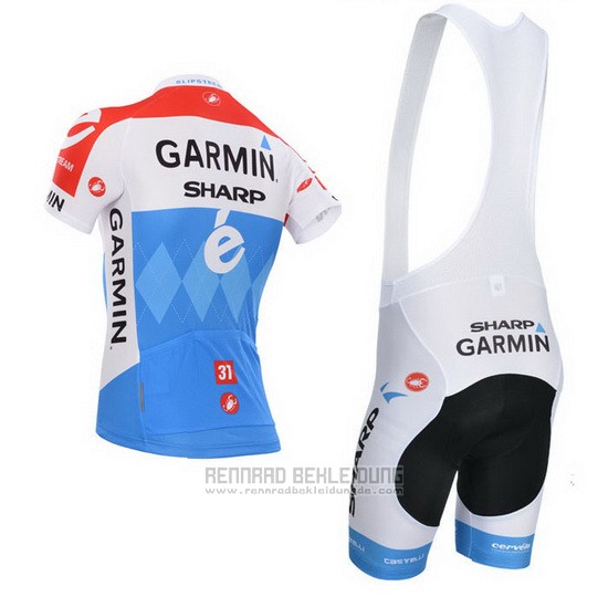 2014 Fahrradbekleidung Garmin Sharp Hellblau und Rot Trikot Kurzarm und Tragerhose